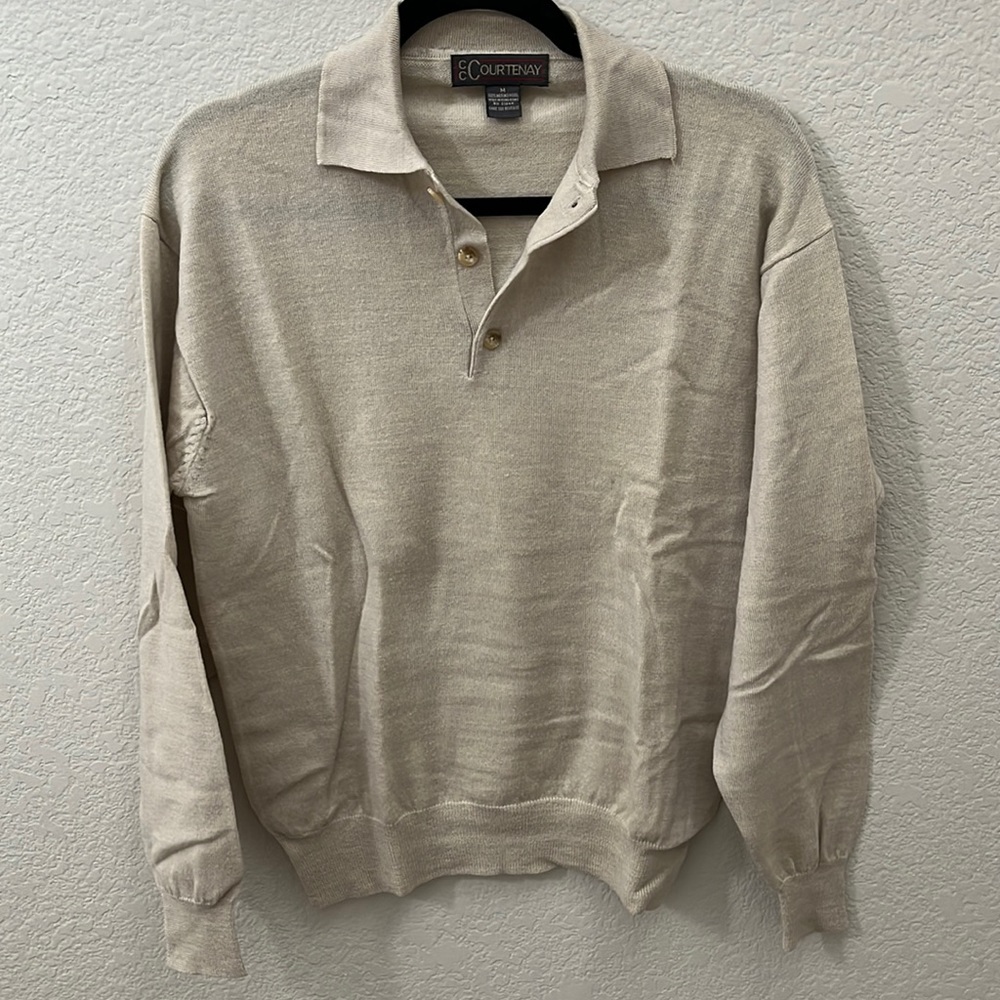 Men’s merino wool collared button-up knit